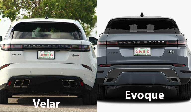Range Rover Evoque and Range Rover Velar back view