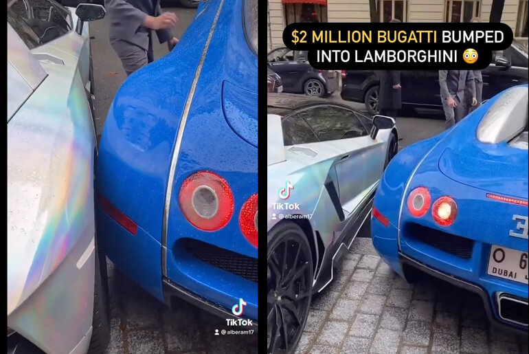 The Moment A $2 Million Bugatti Bumped Into A Lamborghini